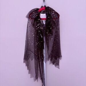 Zara Sheer Black Star Veil cape with Gold Glitter Stars size M